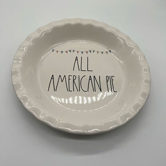 Rae Dunn All American Pie Ceramic Pie Plate - Picture 1 of 4
